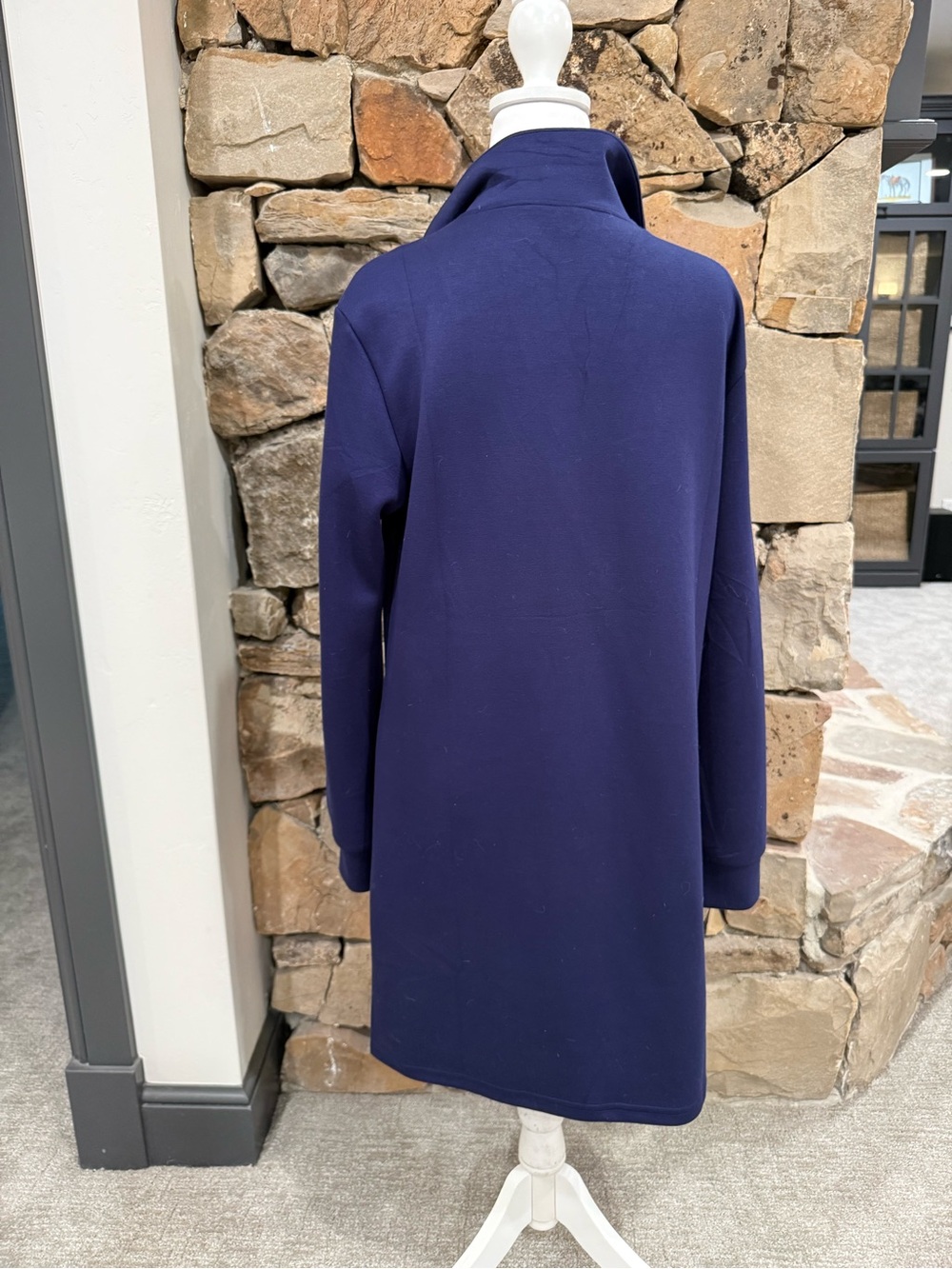 NWOT Classic Navy Long-Sleeve Polo V-Neck Dress - Picture 2 of 7